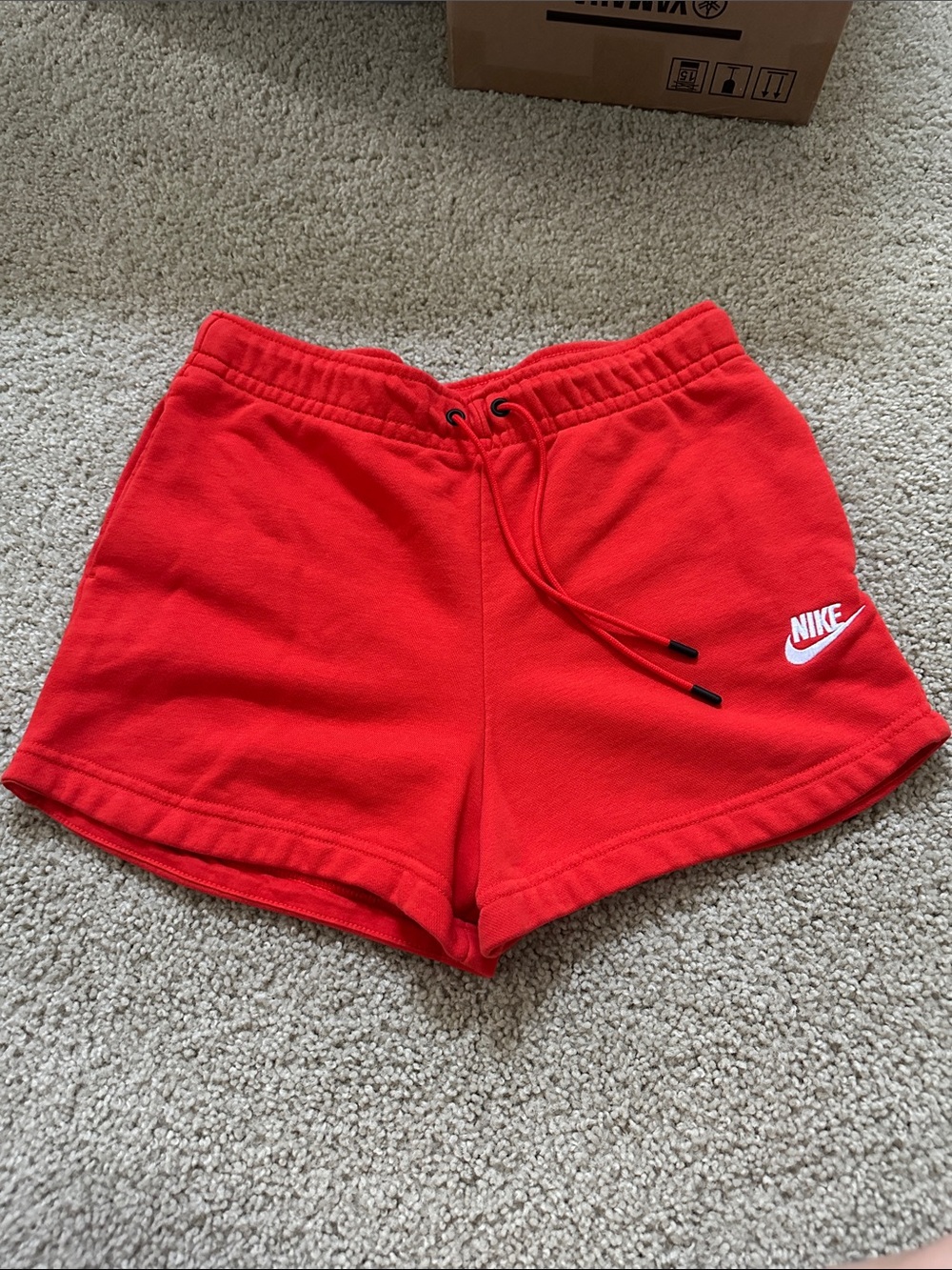 Nike Women's Bright Red Athletic Fleece Drawstring Shorts